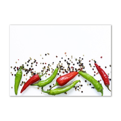 Cuadro decorativo de vidrio para salón horizontal chiles
