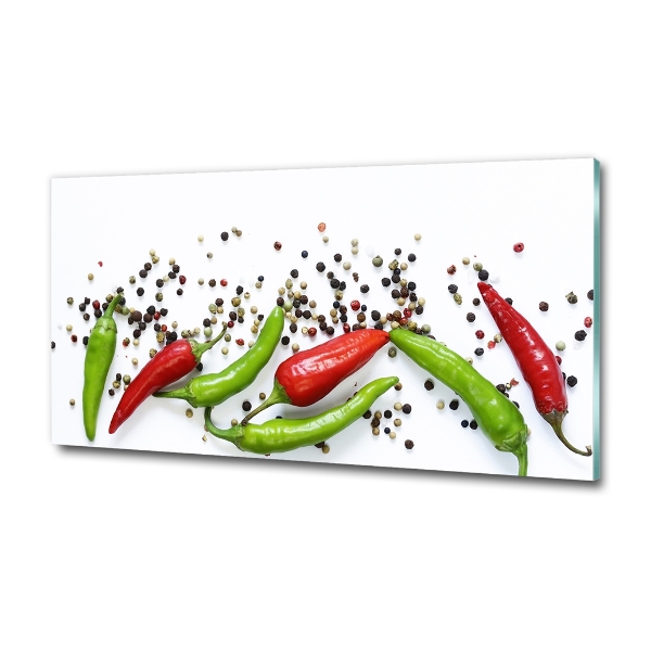 Cuadro decorativo de vidrio para salón horizontal chiles