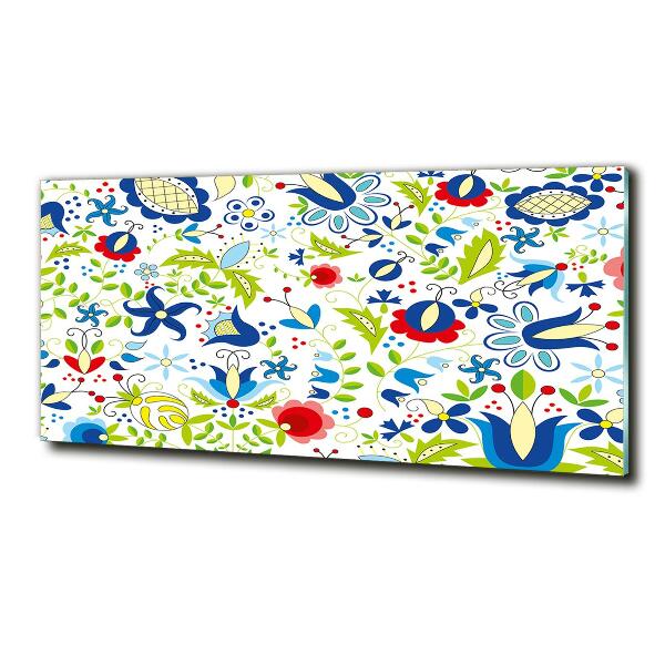 Cuadro decorativo de vidrio para salón horizontal Patrón étnico