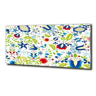 Cuadro decorativo de vidrio para salón horizontal Patrón étnico