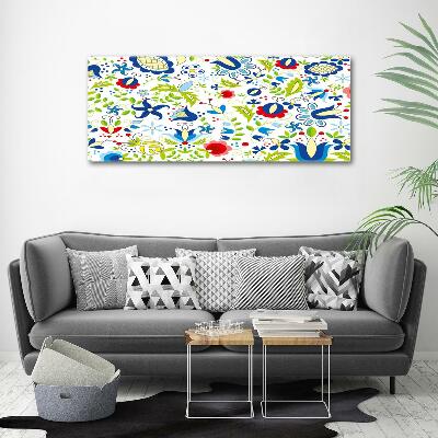 Cuadro decorativo de vidrio para salón horizontal Patrón étnico