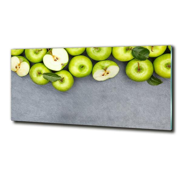 Cuadro de cristal templado moderno horizontal manzanas verdes