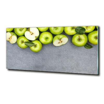 Cuadro de cristal templado moderno horizontal manzanas verdes