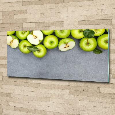 Cuadro de cristal templado moderno horizontal manzanas verdes