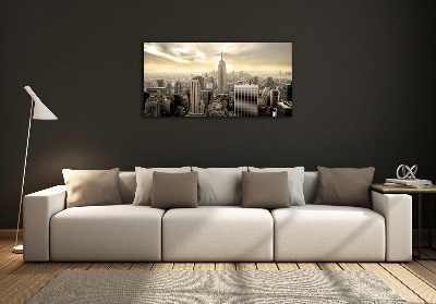 Cuadro decorativo de vidrio para salón horizontal Manhattan Nueva York