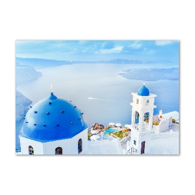 Foto en cristal de alta calidad con impresión uv horizontal Santorini, Grecia