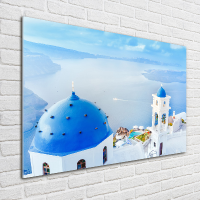 Foto en cristal de alta calidad con impresión uv horizontal Santorini, Grecia