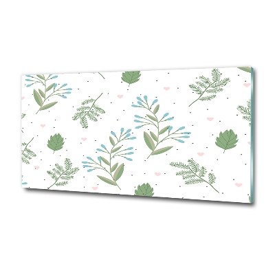 Cuadro de cristal templado moderno horizontal Hojas