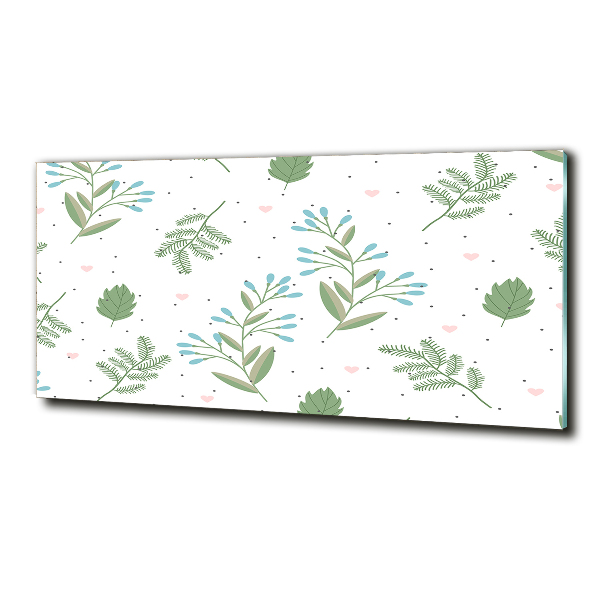 Cuadro de cristal templado moderno horizontal Hojas