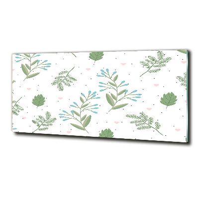 Cuadro de cristal templado moderno horizontal Hojas