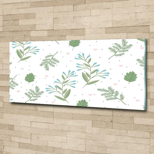 Cuadro de cristal templado moderno horizontal Hojas