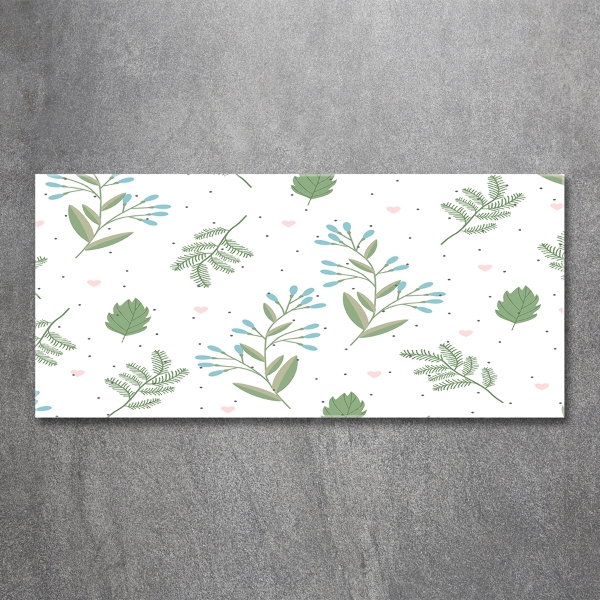 Cuadro de cristal templado moderno horizontal Hojas