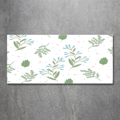 Cuadro de cristal templado moderno horizontal Hojas