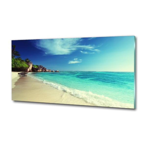 Cuadro de cristal templado moderno horizontal Playa de Seychelles