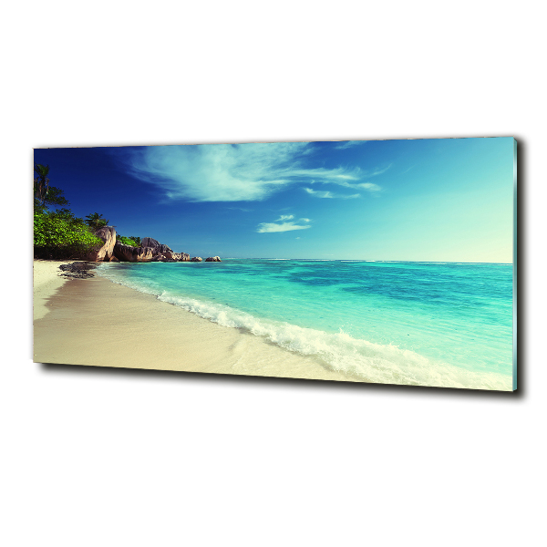 Cuadro de cristal templado moderno horizontal Playa de Seychelles