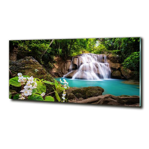 Cuadro decorativo de vidrio para salón horizontal Cascada de Tailandia