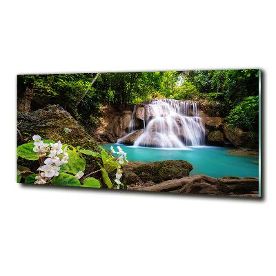 Cuadro decorativo de vidrio para salón horizontal Cascada de Tailandia