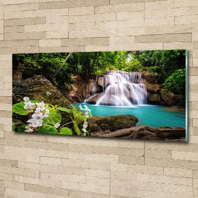 Cuadro decorativo de vidrio para salón horizontal Cascada de Tailandia