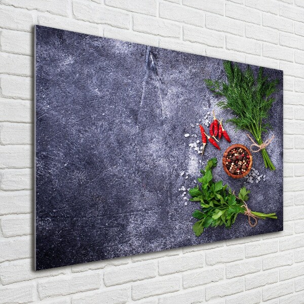 Impresión en cristal con acabado brillante horizontal Hierbas y especias