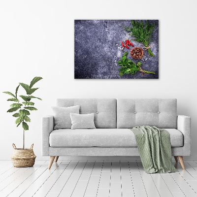 Impresión en cristal con acabado brillante horizontal Hierbas y especias