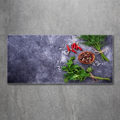 Impresión en cristal con acabado brillante horizontal Hierbas y especias