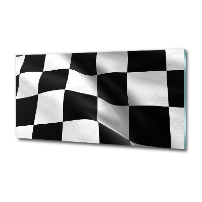 Cuadro decorativo de vidrio para salón horizontal Bandera de meta