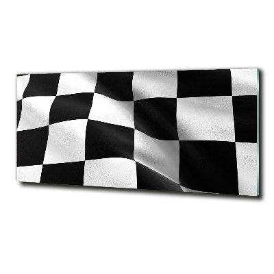 Cuadro decorativo de vidrio para salón horizontal Bandera de meta