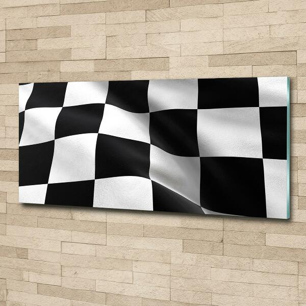 Cuadro decorativo de vidrio para salón horizontal Bandera de meta