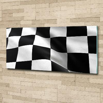 Cuadro decorativo de vidrio para salón horizontal Bandera de meta