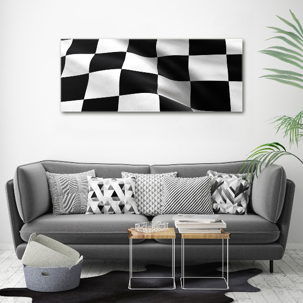 Cuadro decorativo de vidrio para salón horizontal Bandera de meta