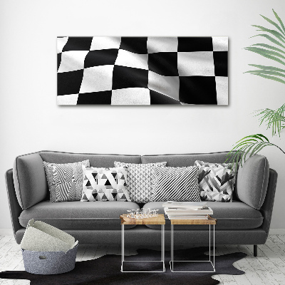 Cuadro decorativo de vidrio para salón horizontal Bandera de meta