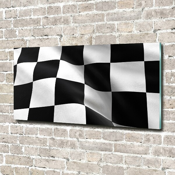 Cuadro decorativo de vidrio para salón horizontal Bandera de meta