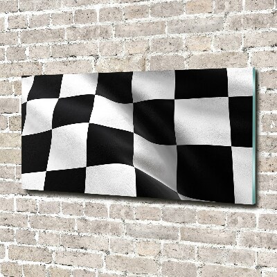 Cuadro decorativo de vidrio para salón horizontal Bandera de meta