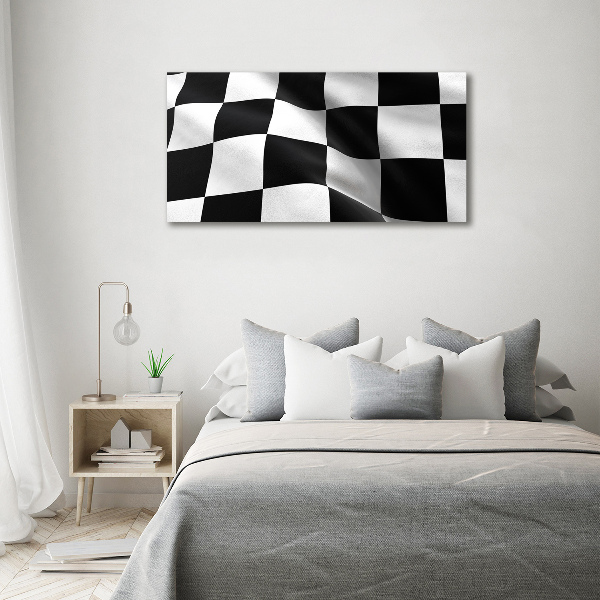 Cuadro decorativo de vidrio para salón horizontal Bandera de meta