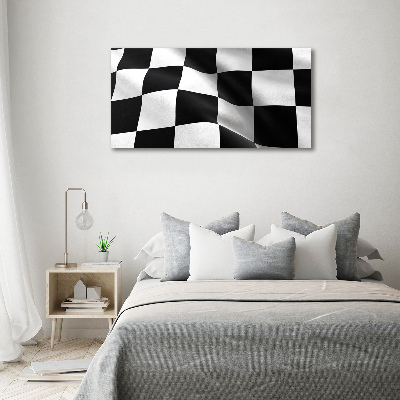 Cuadro decorativo de vidrio para salón horizontal Bandera de meta