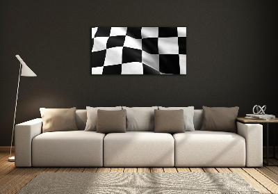 Cuadro decorativo de vidrio para salón horizontal Bandera de meta