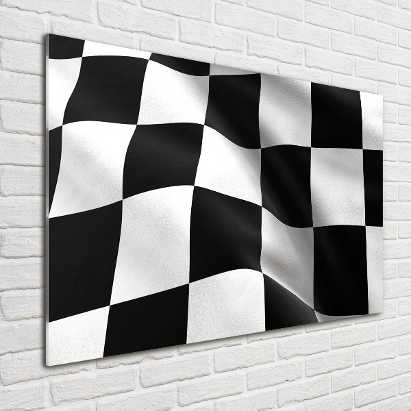 Cuadro decorativo de vidrio para salón horizontal Bandera de meta