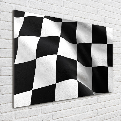 Cuadro decorativo de vidrio para salón horizontal Bandera de meta