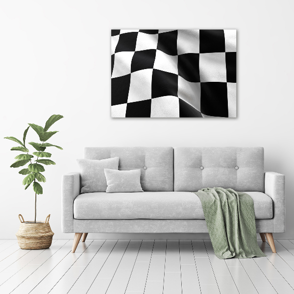 Cuadro decorativo de vidrio para salón horizontal Bandera de meta