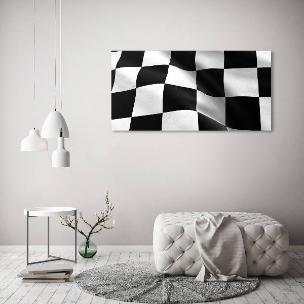 Cuadro decorativo de vidrio para salón horizontal Bandera de meta