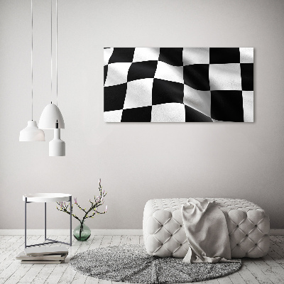Cuadro decorativo de vidrio para salón horizontal Bandera de meta