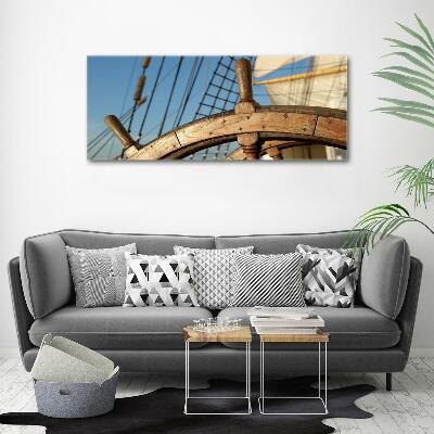 Cuadro de cristal templado moderno horizontal El timón de un yate