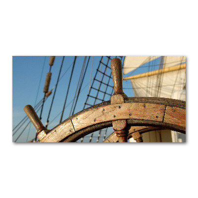 Cuadro de cristal templado moderno horizontal El timón de un yate