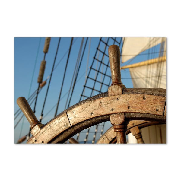 Cuadro de cristal templado moderno horizontal El timón de un yate