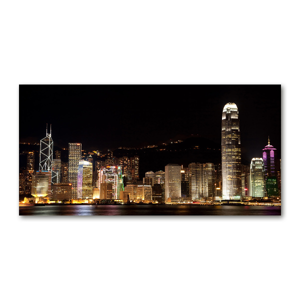 Foto en cristal de alta calidad con impresión uv horizontal Hong Kong de noche