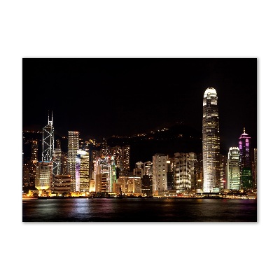 Foto en cristal de alta calidad con impresión uv horizontal Hong Kong de noche