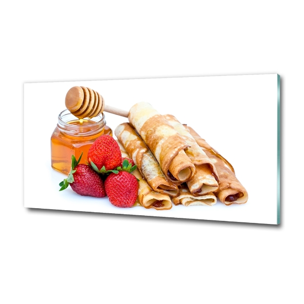 Cuadro decorativo de vidrio para salón horizontal Deliciosos panqueques