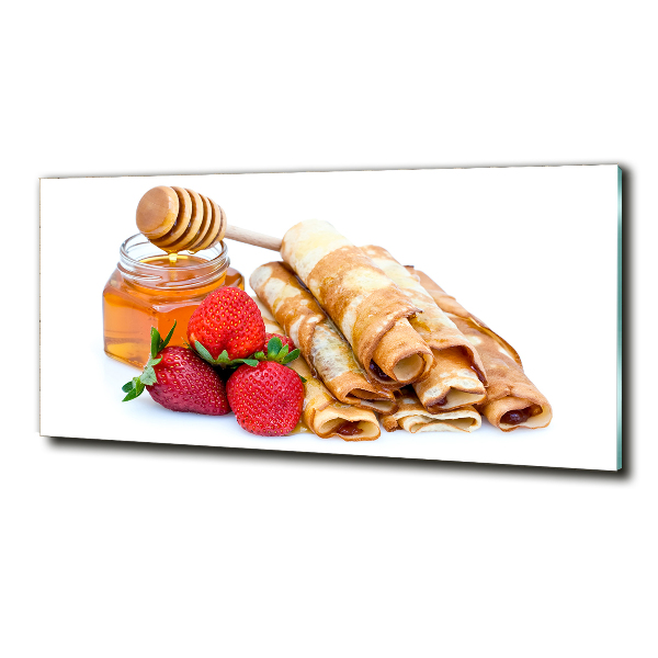 Cuadro decorativo de vidrio para salón horizontal Deliciosos panqueques