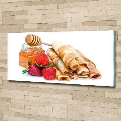 Cuadro decorativo de vidrio para salón horizontal Deliciosos panqueques