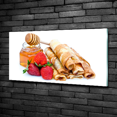 Cuadro decorativo de vidrio para salón horizontal Deliciosos panqueques